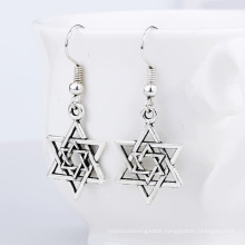simple classic alloy women's drop earring Hexagram jewelry purchasing agent,Star of David women jewelry drop earrings